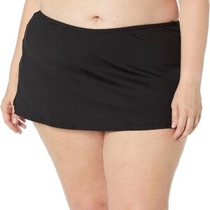 24th & Ocean Solid Skirted Hipster Bikini Swimsuit Bottom in Black